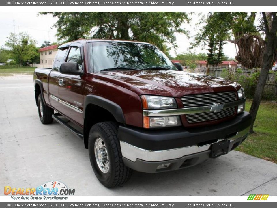 2003 Chevrolet Silverado 2500HD LS Extended Cab 4x4 Dark Carmine Red Metallic / Medium Gray Photo #19