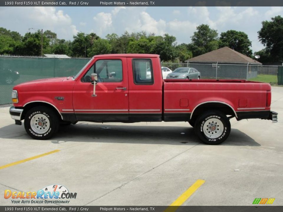 1993 Ford F150 XLT Extended Cab Red / Grey Photo #6