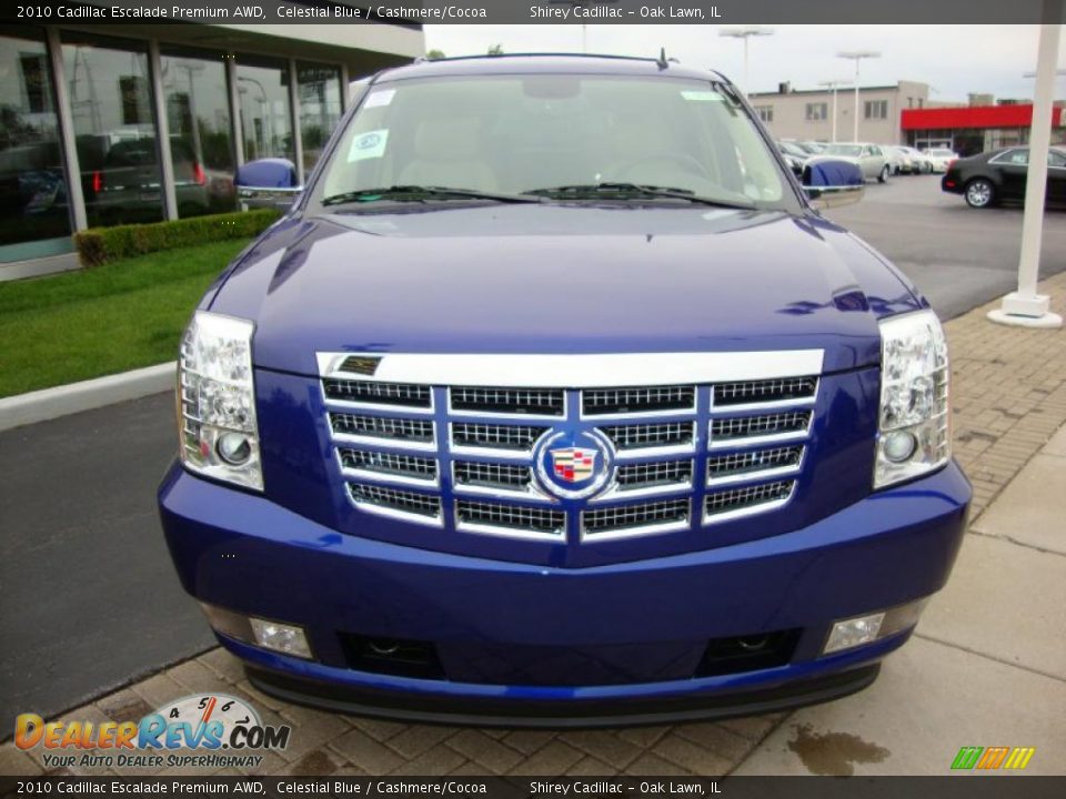 2010 Cadillac Escalade Premium AWD Celestial Blue / Cashmere/Cocoa Photo #2