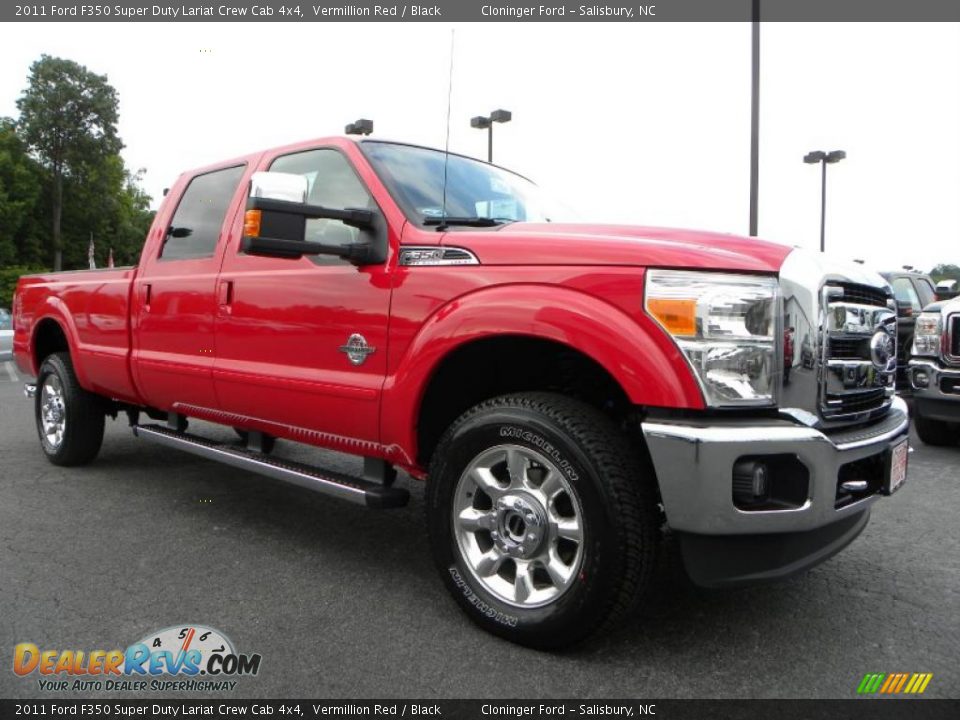 2011 Ford F350 Super Duty Lariat Crew Cab 4x4 Vermillion Red / Black Photo #1