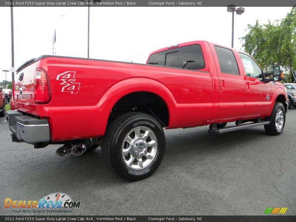 2011 Ford F350 Super Duty Lariat Crew Cab 4x4 Vermillion Red / Black Photo #3