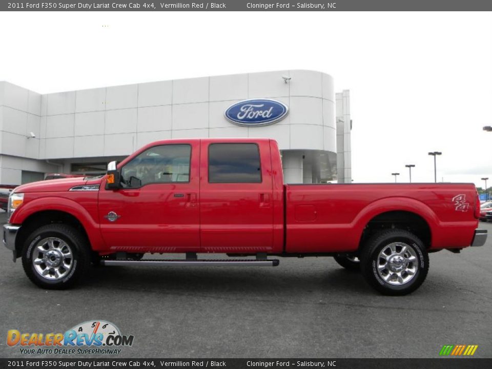 2011 Ford F350 Super Duty Lariat Crew Cab 4x4 Vermillion Red / Black Photo #5