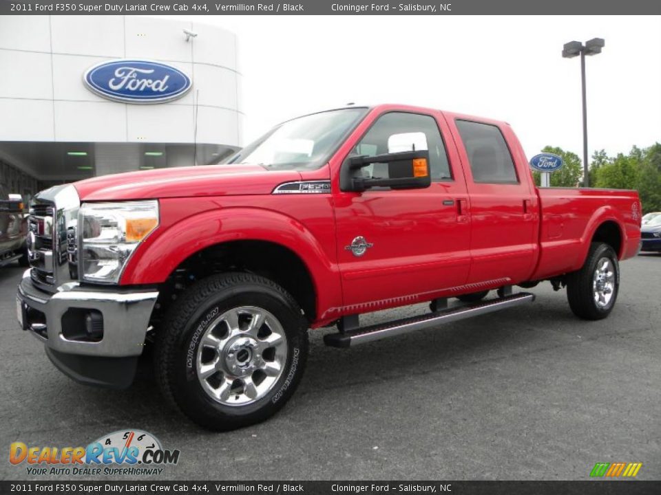 2011 Ford F350 Super Duty Lariat Crew Cab 4x4 Vermillion Red / Black Photo #6