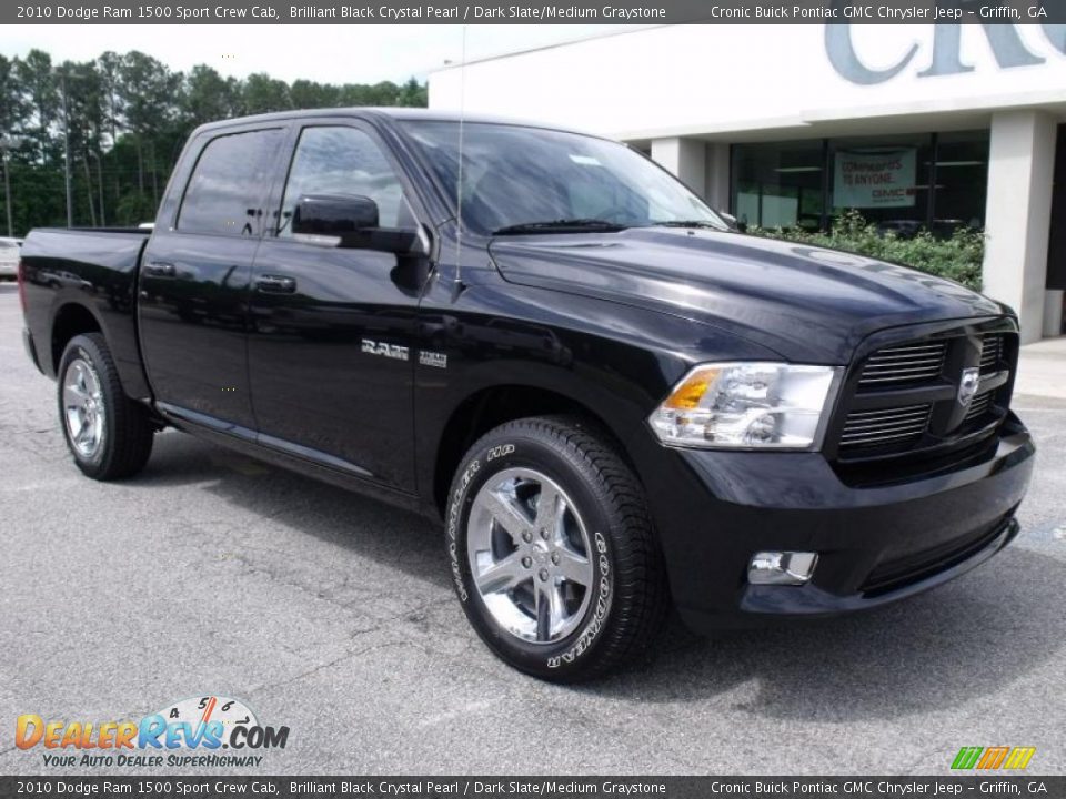 2010 Dodge Ram 1500 Sport Crew Cab Brilliant Black Crystal Pearl / Dark Slate/Medium Graystone Photo #2