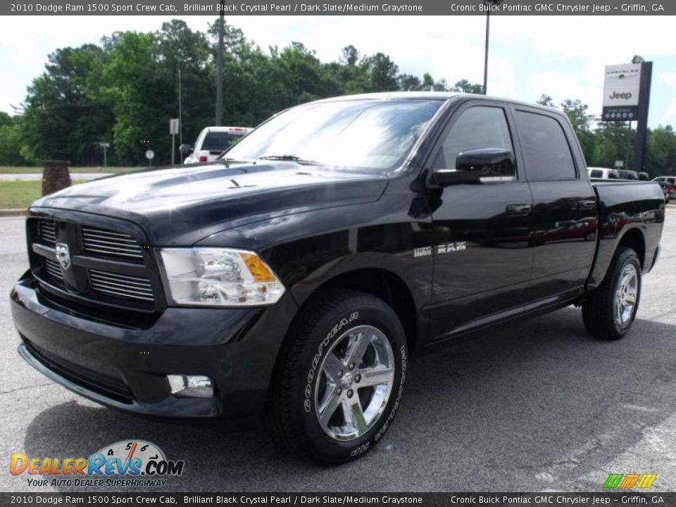 2010 Dodge Ram 1500 Sport Crew Cab Brilliant Black Crystal Pearl / Dark Slate/Medium Graystone Photo #4