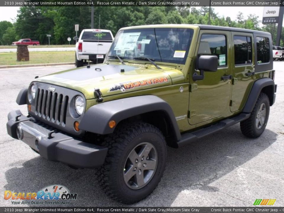 2010 Jeep Wrangler Unlimited Mountain Edition 4x4 Rescue Green Metallic / Dark Slate Gray/Medium Slate Gray Photo #4