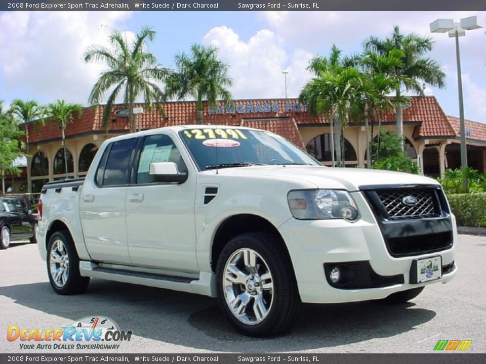 2008 Ford Explorer Sport Trac Adrenalin White Suede / Dark Charcoal Photo #1