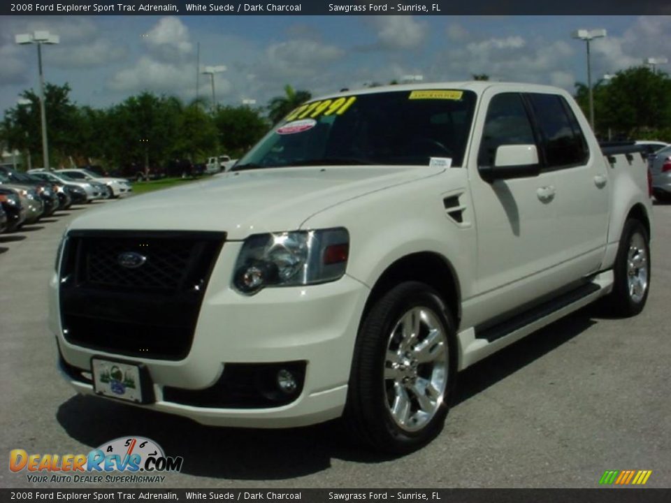 2008 Ford Explorer Sport Trac Adrenalin White Suede / Dark Charcoal Photo #13