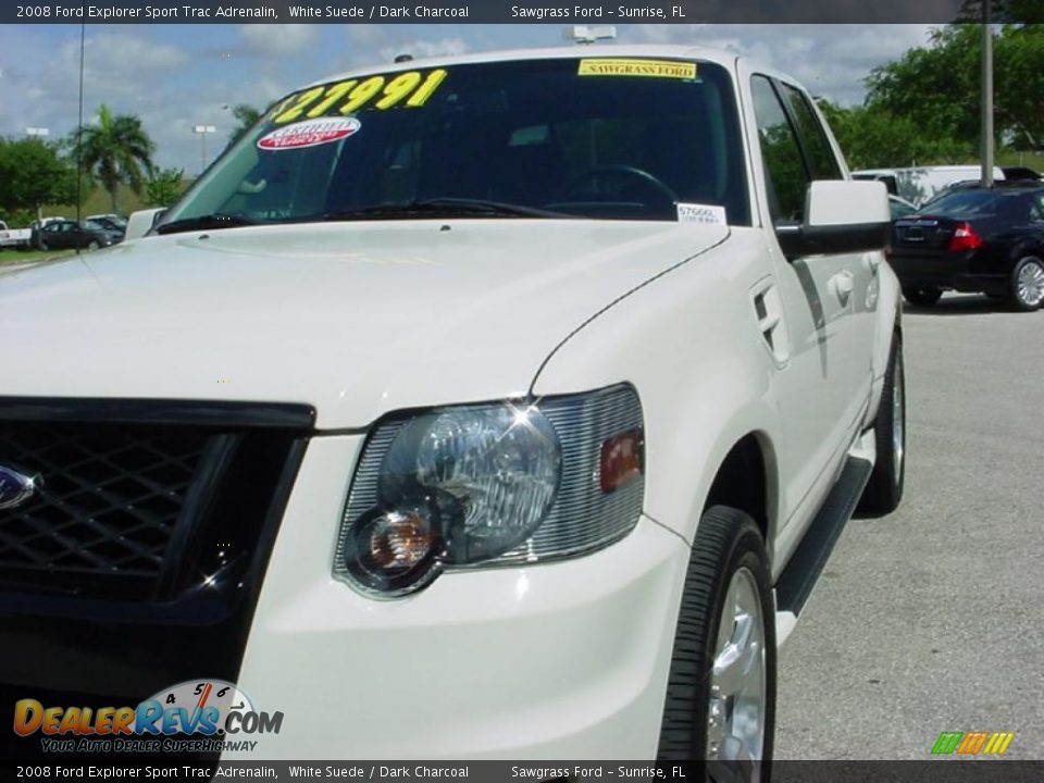 2008 Ford Explorer Sport Trac Adrenalin White Suede / Dark Charcoal Photo #14