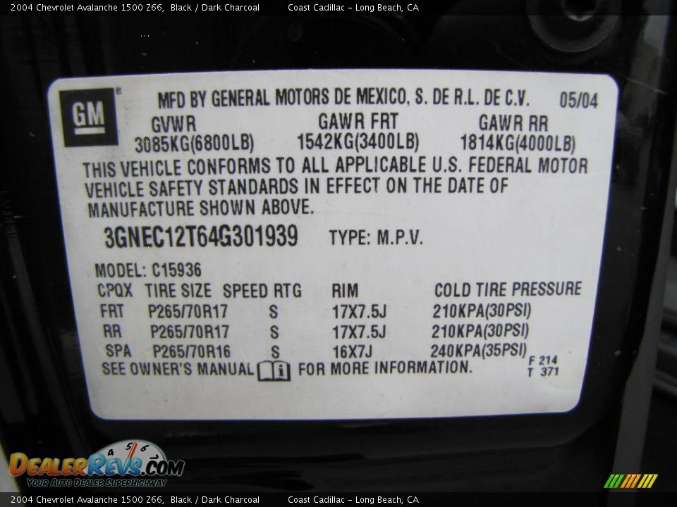 2004 Chevrolet Avalanche 1500 Z66 Black / Dark Charcoal Photo #30