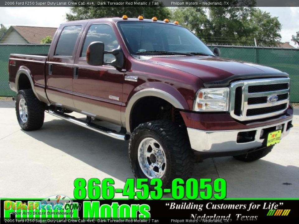 2006 Ford F250 Super Duty Lariat Crew Cab 4x4 Dark Toreador Red Metallic / Tan Photo #1