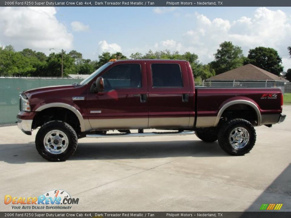 2006 Ford F250 Super Duty Lariat Crew Cab 4x4 Dark Toreador Red Metallic / Tan Photo #6