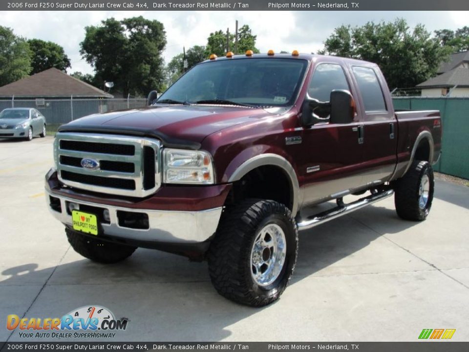 2006 Ford F250 Super Duty Lariat Crew Cab 4x4 Dark Toreador Red Metallic / Tan Photo #7