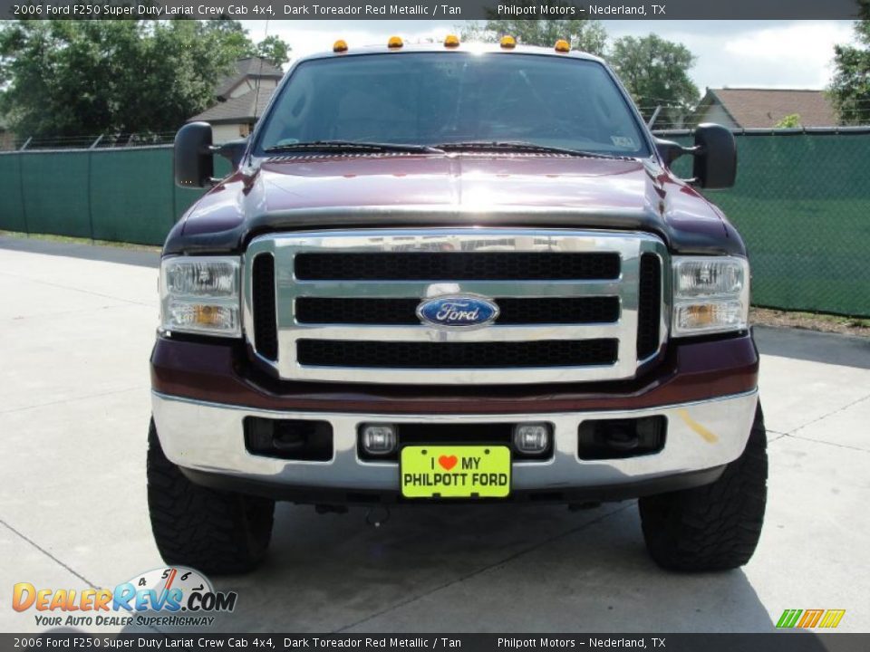 2006 Ford F250 Super Duty Lariat Crew Cab 4x4 Dark Toreador Red Metallic / Tan Photo #8