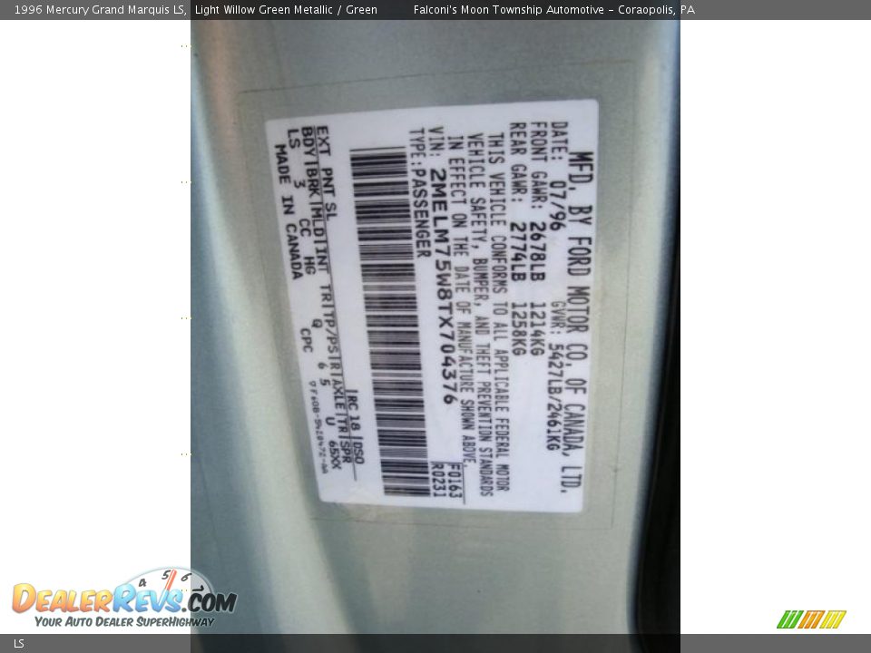 Mercury Color Code LS Light Willow Green Metallic