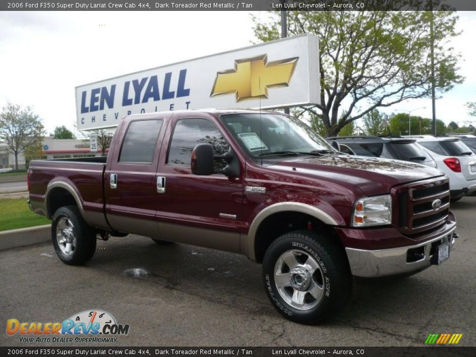 2006 Ford F350 Super Duty Lariat Crew Cab 4x4 Dark Toreador Red Metallic / Tan Photo #1