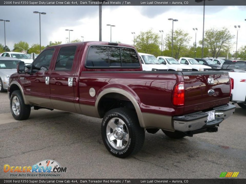 2006 Ford F350 Super Duty Lariat Crew Cab 4x4 Dark Toreador Red Metallic / Tan Photo #4