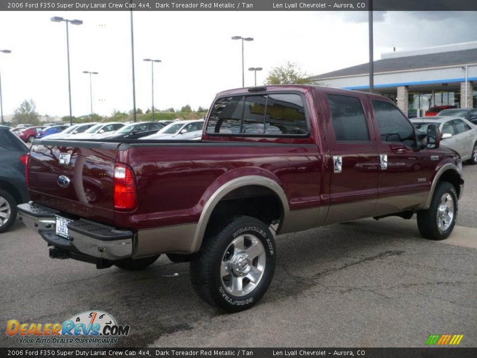 2006 Ford F350 Super Duty Lariat Crew Cab 4x4 Dark Toreador Red Metallic / Tan Photo #6
