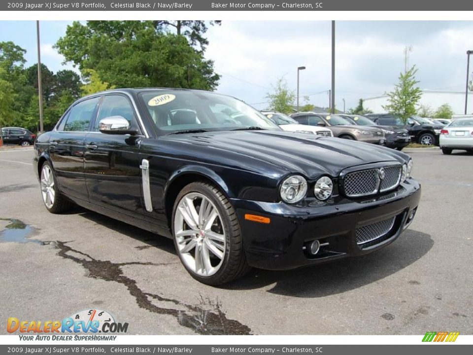 2009 Jaguar XJ Super V8 Portfolio Celestial Black / Navy/Barley Photo #1