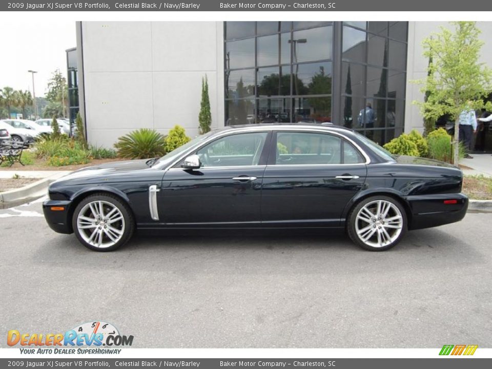 2009 Jaguar XJ Super V8 Portfolio Celestial Black / Navy/Barley Photo #2