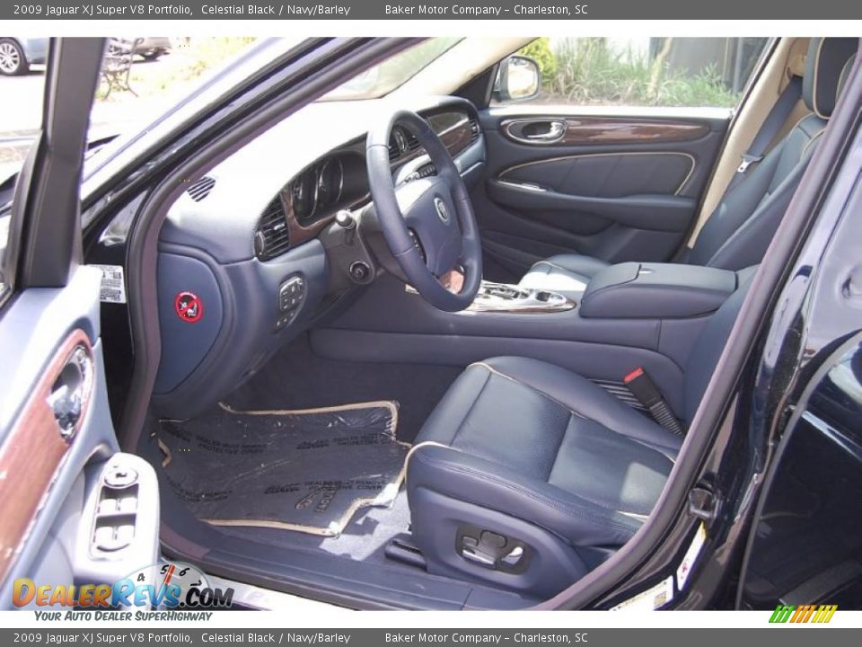 2009 Jaguar XJ Super V8 Portfolio Celestial Black / Navy/Barley Photo #5