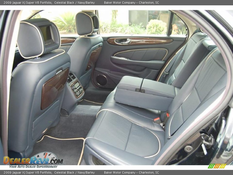 2009 Jaguar XJ Super V8 Portfolio Celestial Black / Navy/Barley Photo #8