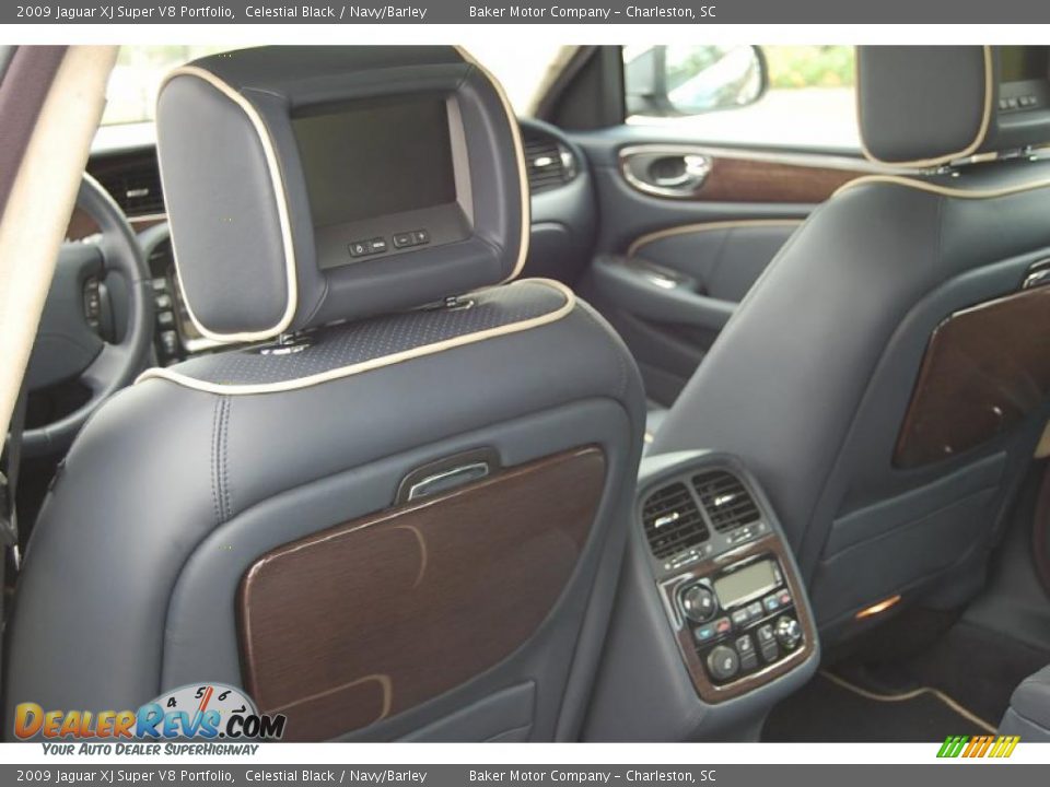 2009 Jaguar XJ Super V8 Portfolio Celestial Black / Navy/Barley Photo #9