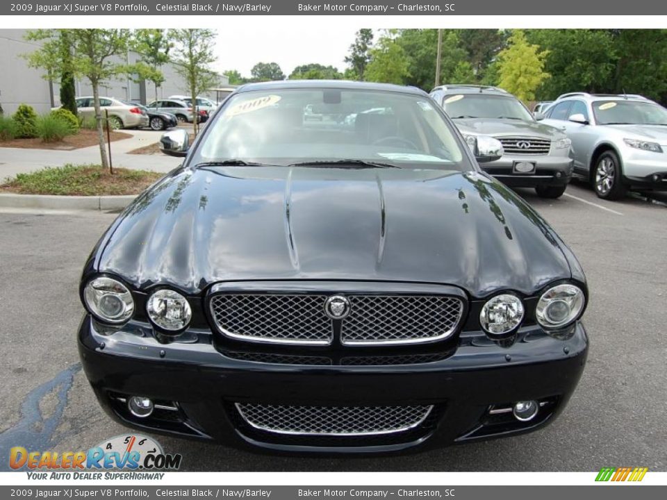 2009 Jaguar XJ Super V8 Portfolio Celestial Black / Navy/Barley Photo #15