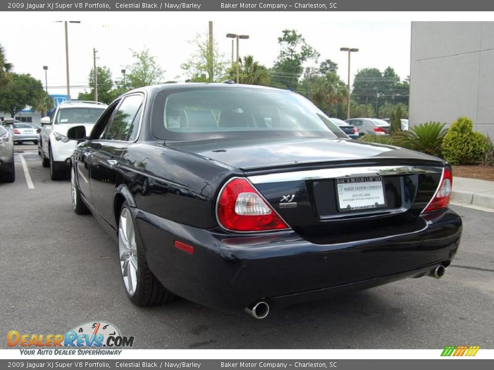 2009 Jaguar XJ Super V8 Portfolio Celestial Black / Navy/Barley Photo #19