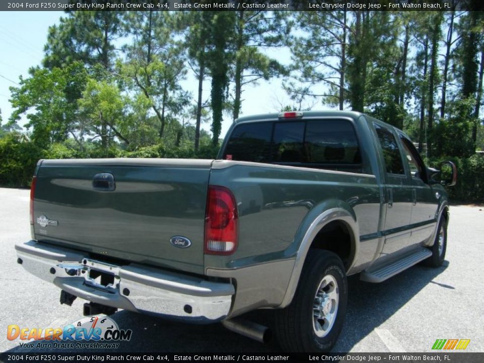 2004 Ford F250 Super Duty King Ranch Crew Cab 4x4 Estate Green Metallic / Castano Leather Photo #5