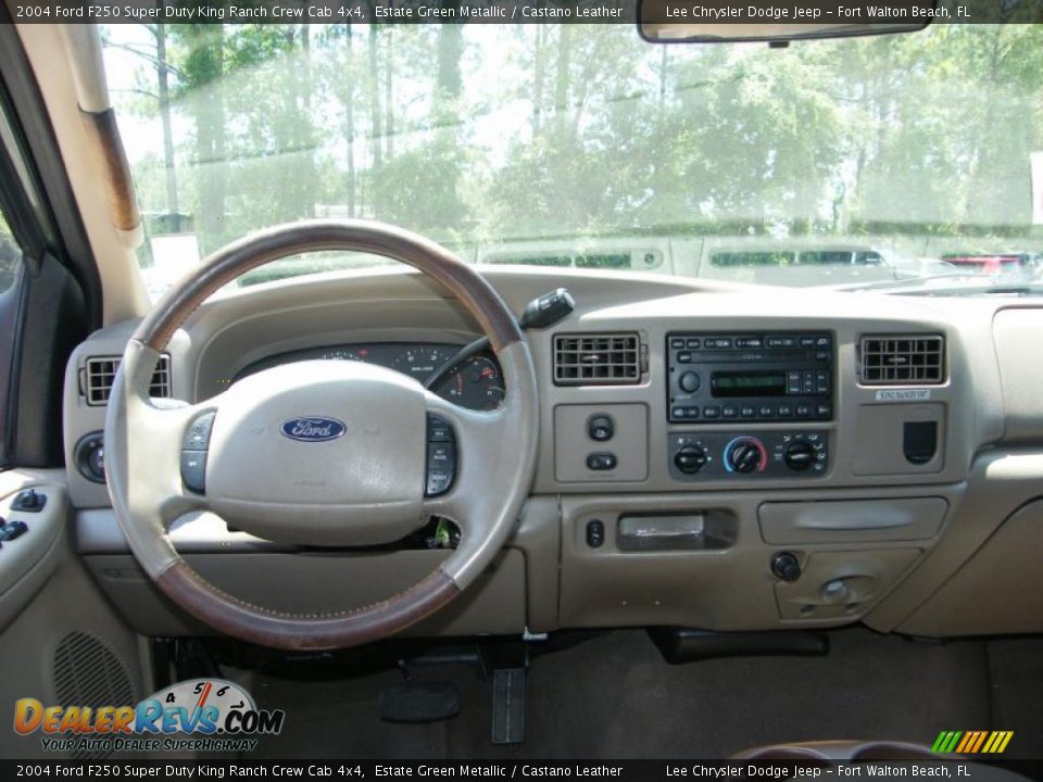 2004 Ford F250 Super Duty King Ranch Crew Cab 4x4 Estate Green Metallic / Castano Leather Photo #18