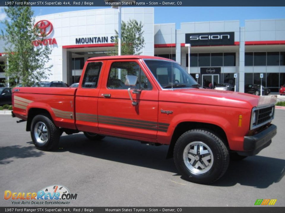 1987 Ford Ranger STX SuperCab 4x4 Red / Beige Photo #1