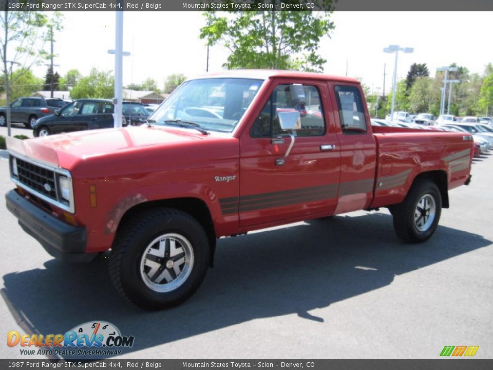 1987 Ford Ranger STX SuperCab 4x4 Red / Beige Photo #5