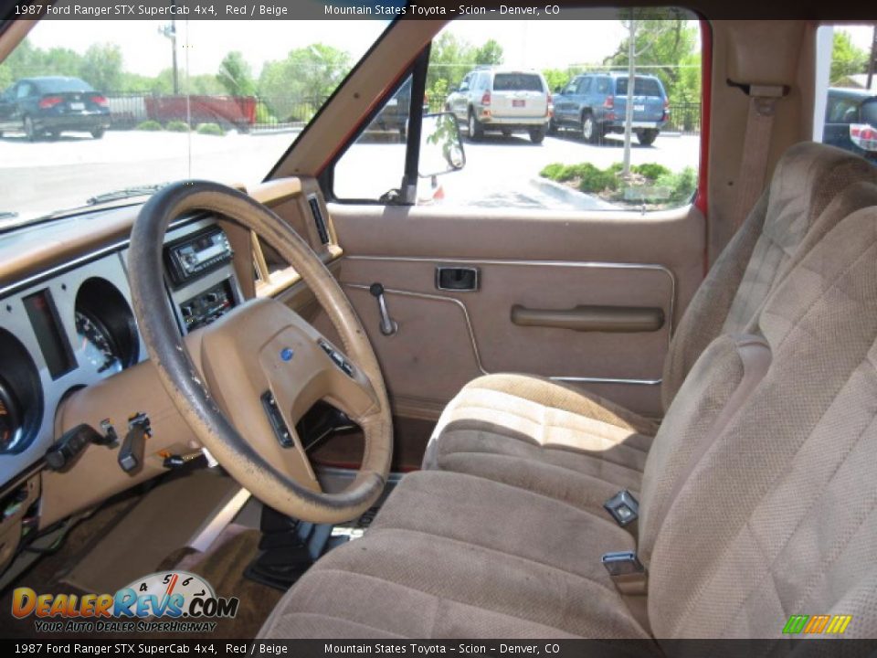 1987 Ford Ranger STX SuperCab 4x4 Red / Beige Photo #9