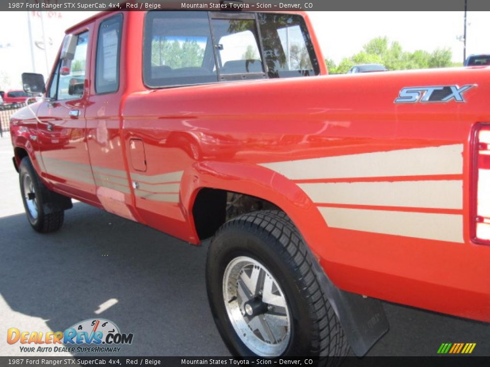 1987 Ford Ranger STX SuperCab 4x4 Red / Beige Photo #32