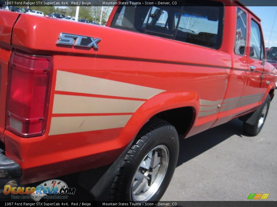 1987 Ford Ranger STX SuperCab 4x4 Red / Beige Photo #35