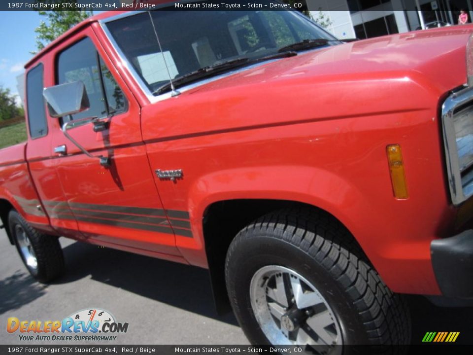 1987 Ford Ranger STX SuperCab 4x4 Red / Beige Photo #36