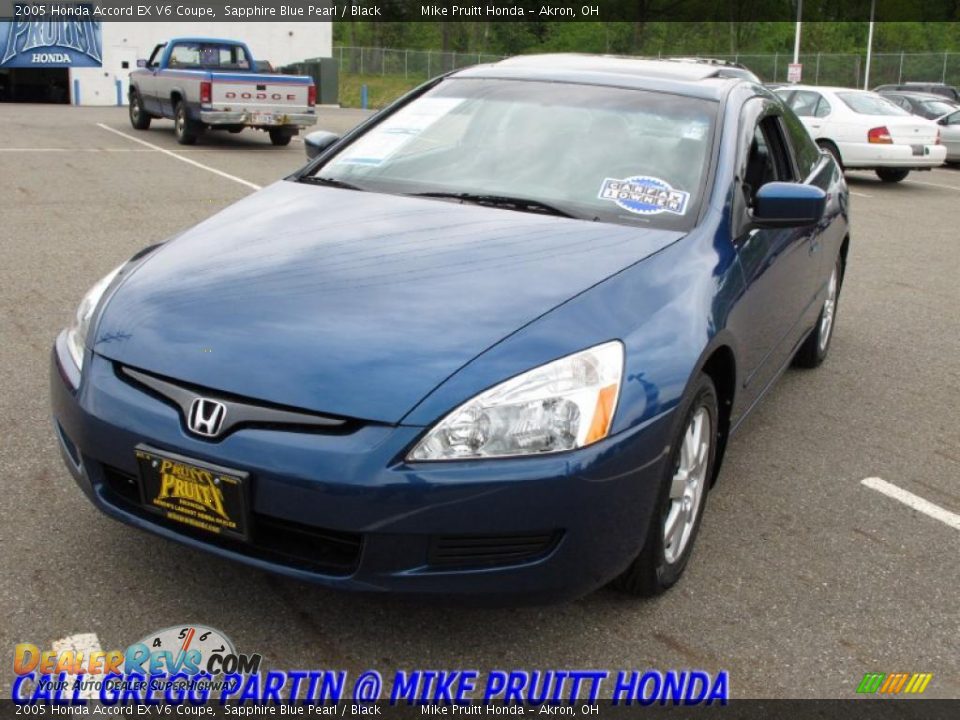 2005 Honda Accord EX V6 Coupe Sapphire Blue Pearl / Black Photo #3