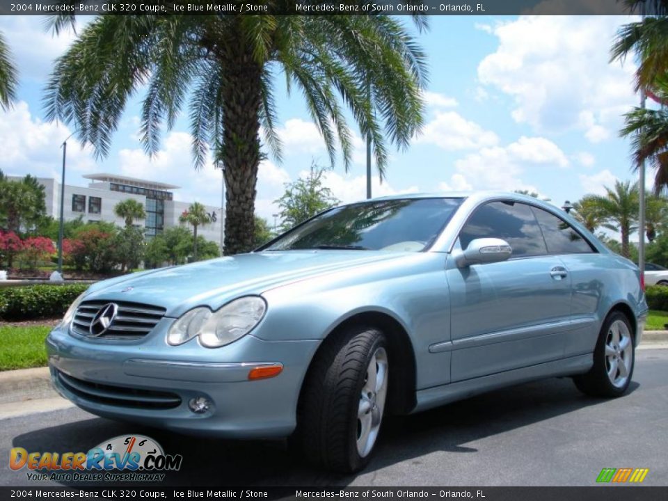 2004 Mercedes-Benz CLK 320 Coupe Ice Blue Metallic / Stone Photo #2