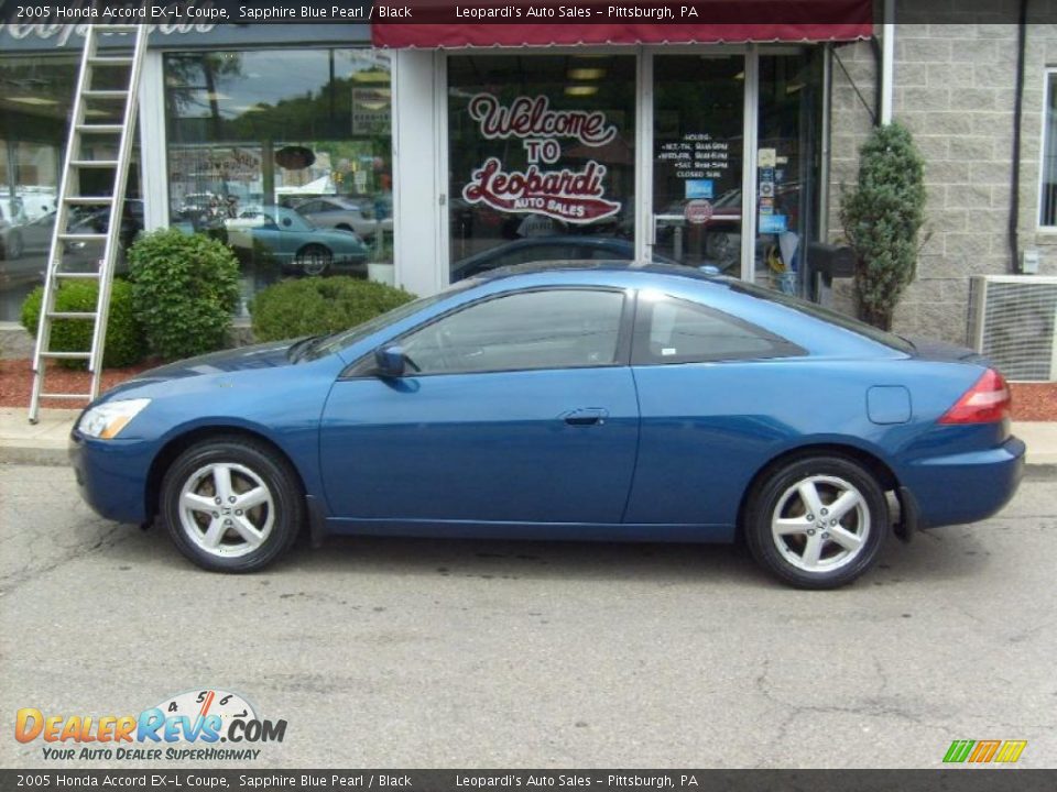 2005 Honda Accord EX-L Coupe Sapphire Blue Pearl / Black Photo #2