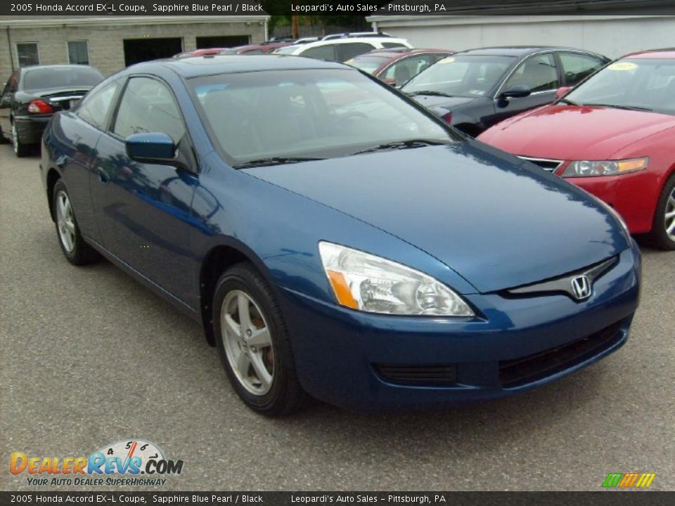 2005 Honda Accord EX-L Coupe Sapphire Blue Pearl / Black Photo #7