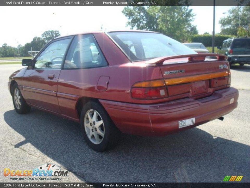 1996 Ford Escort LX Coupe Toreador Red Metallic / Gray Photo #4