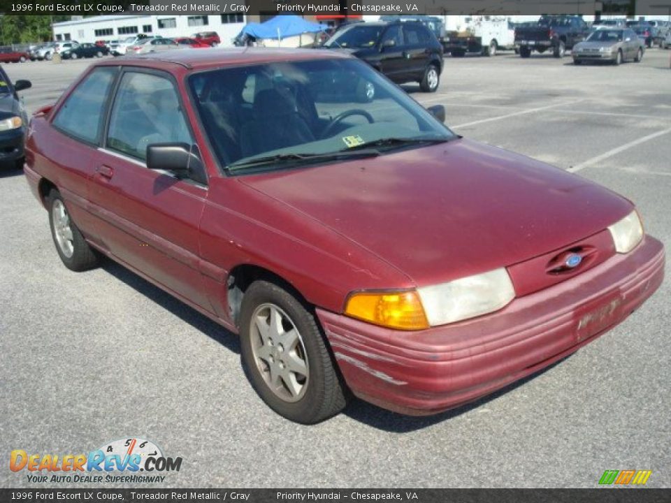 1996 Ford Escort LX Coupe Toreador Red Metallic / Gray Photo #7