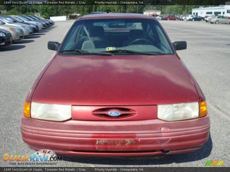 1996 Ford Escort LX Coupe Toreador Red Metallic / Gray Photo #8