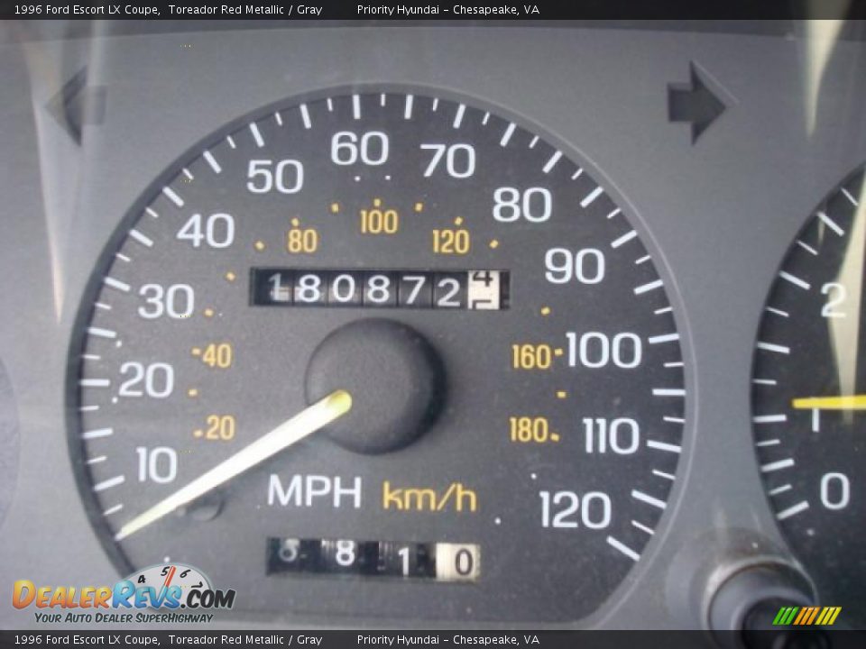 1996 Ford Escort LX Coupe Toreador Red Metallic / Gray Photo #14
