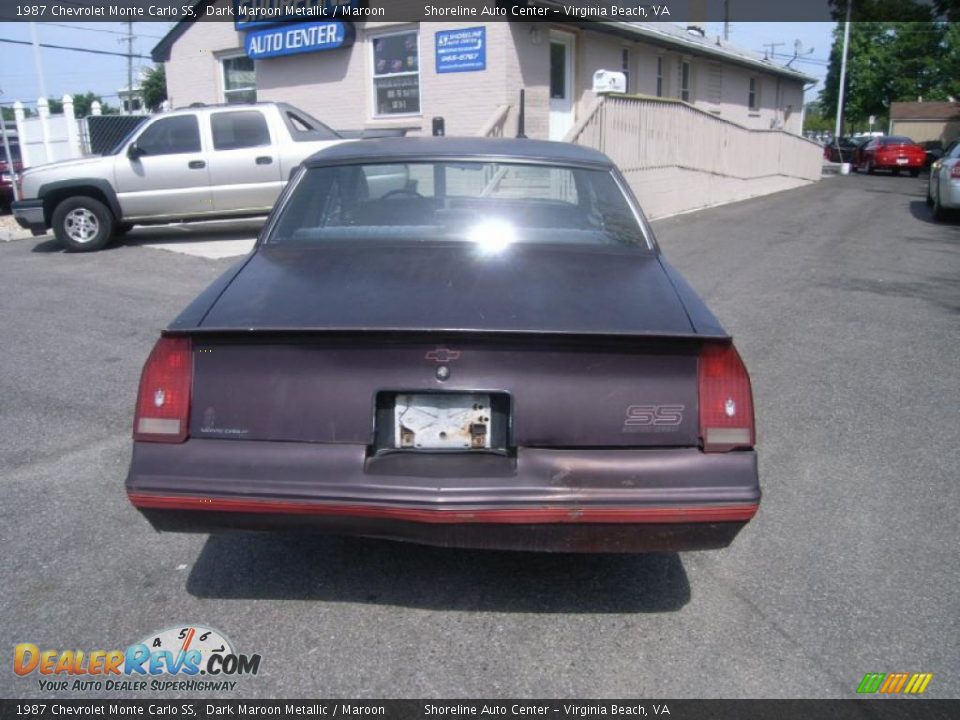 1987 Chevrolet Monte Carlo SS Dark Maroon Metallic / Maroon Photo #4