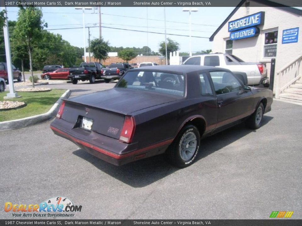 1987 Chevrolet Monte Carlo SS Dark Maroon Metallic / Maroon Photo #5