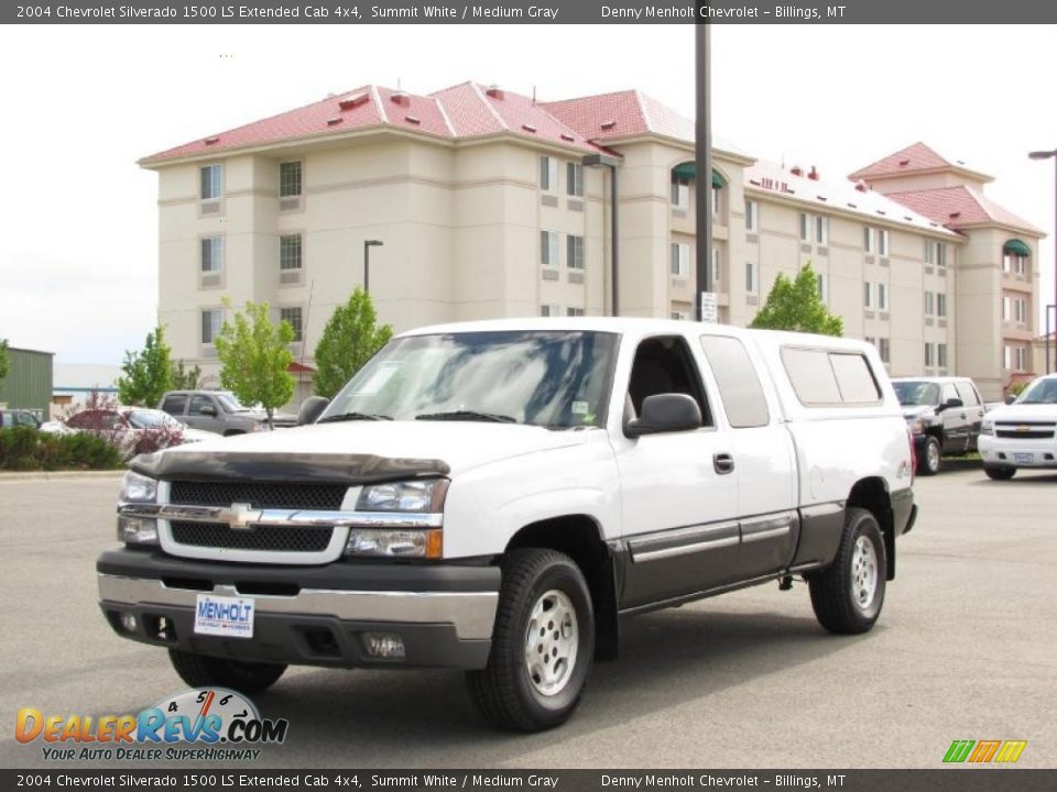 2004 Chevrolet Silverado 1500 LS Extended Cab 4x4 Summit White / Medium Gray Photo #2