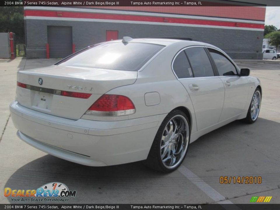 2004 BMW 7 Series 745i Sedan Alpine White / Dark Beige/Beige III Photo #12