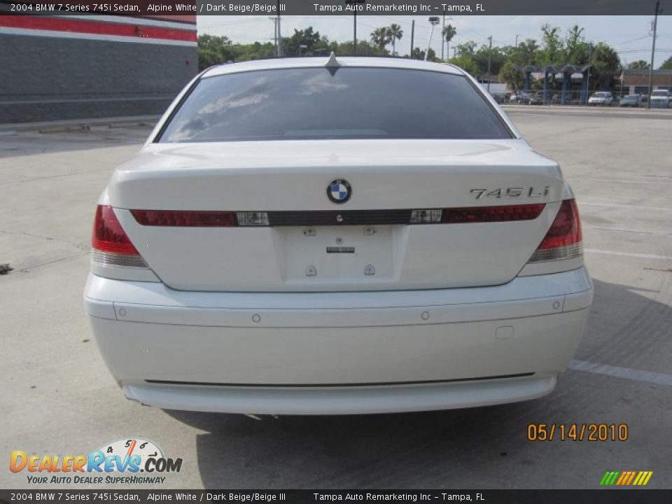 2004 BMW 7 Series 745i Sedan Alpine White / Dark Beige/Beige III Photo #13